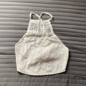 Hollister Biege Knit Tie Back Crop Top